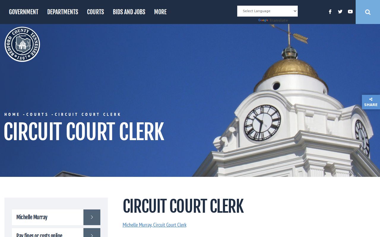 Bedford County warrant records: Circuit Court Clerk office information