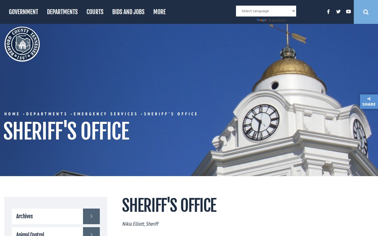Bedford County warrant records: official Sheriff’s Office contact page